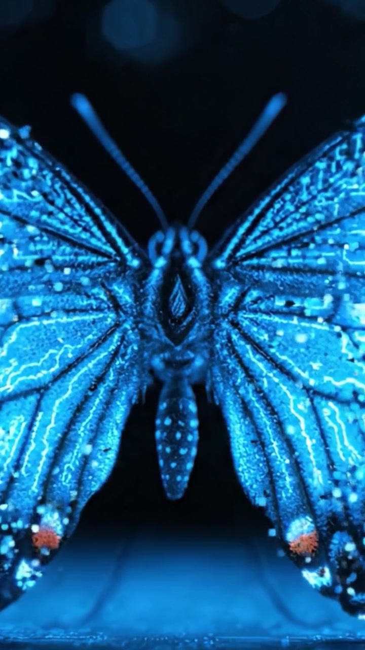 A Stunning Transformation of a Radiant Blue Butterfly Captured in Two Frames, Showcasing Its Iridescent Beauty in Vivid Detail and Enchanting Brightness