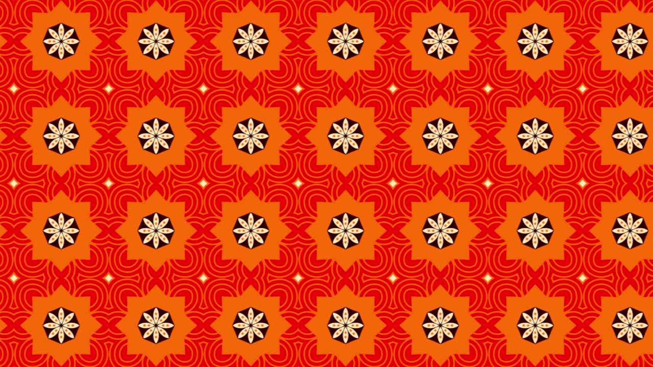 Beautiful decorated white and orange Moroccan pattern with floral design sliding towards left