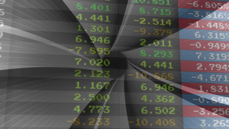 stock market numbers animation over abstract black and white background