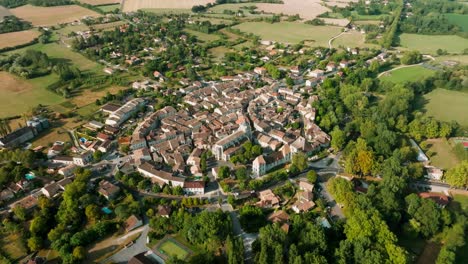 issigeac drone view, wide shot of the entire village