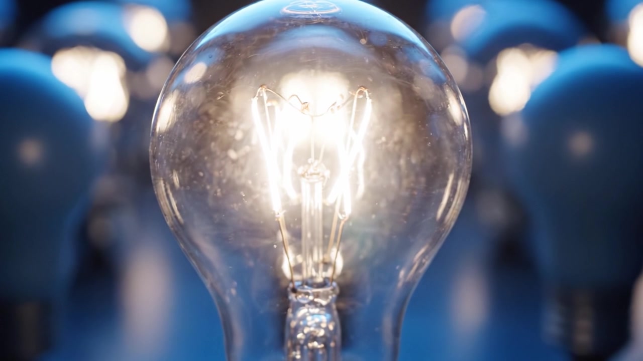 Una splendida esposizione di lampadine con filamenti incandescenti, che mostra l'arte dell'illuminazione e della creatività in una disposizione accattivante, perfetta per l'ispirazione.