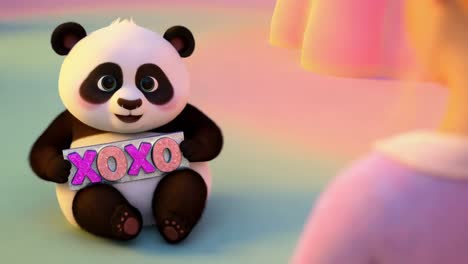 cute panda with xoxo sign