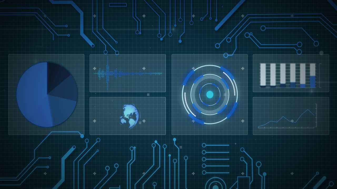 Animation of scope scanning and computer circuit board with data processing
