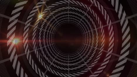 animation of circles spinning and data processing over black background