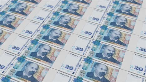 20-Billetes-De-Leva-Búlgaros-Impresos-Por-Una-Prensa-De-Dinero