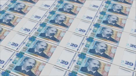 20 bulgarian leva banknotes printed by a money press