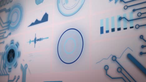 animation of interface with round scanner, microproccessot connections and data processing