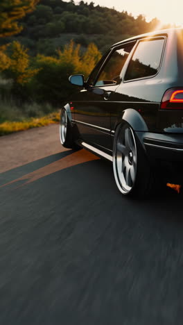 modified volvo wagon at sunset