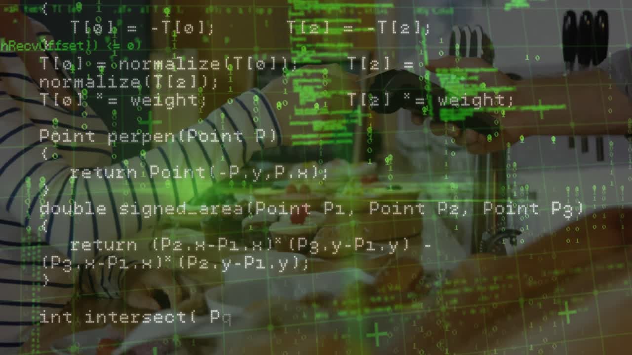 Animation of financial data processing over people using payment terminal