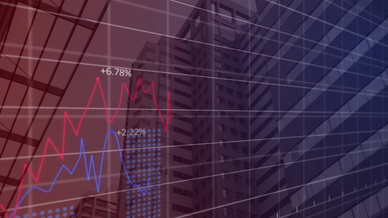 animación del procesamiento de datos sobre el paisaje urbano
