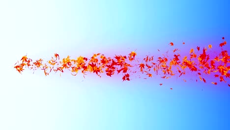 vortex from colorful maple and leaves. spiral shiny particle of autumn leaves. dancing leaf. colorful nature tunnel loop animation.