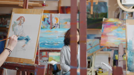 art students in an art studio