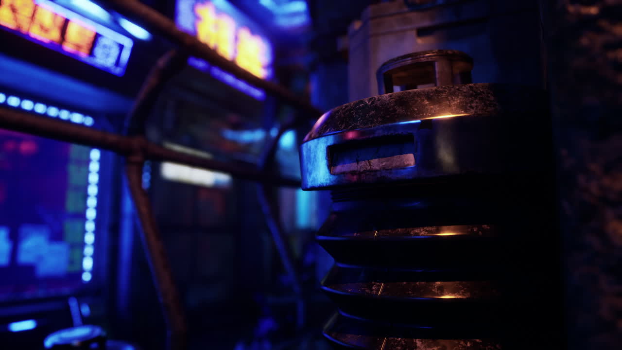 어두운 산업 환경에서 미래의 로의 클로즈업