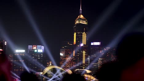 colorful light display on hong kong buildings