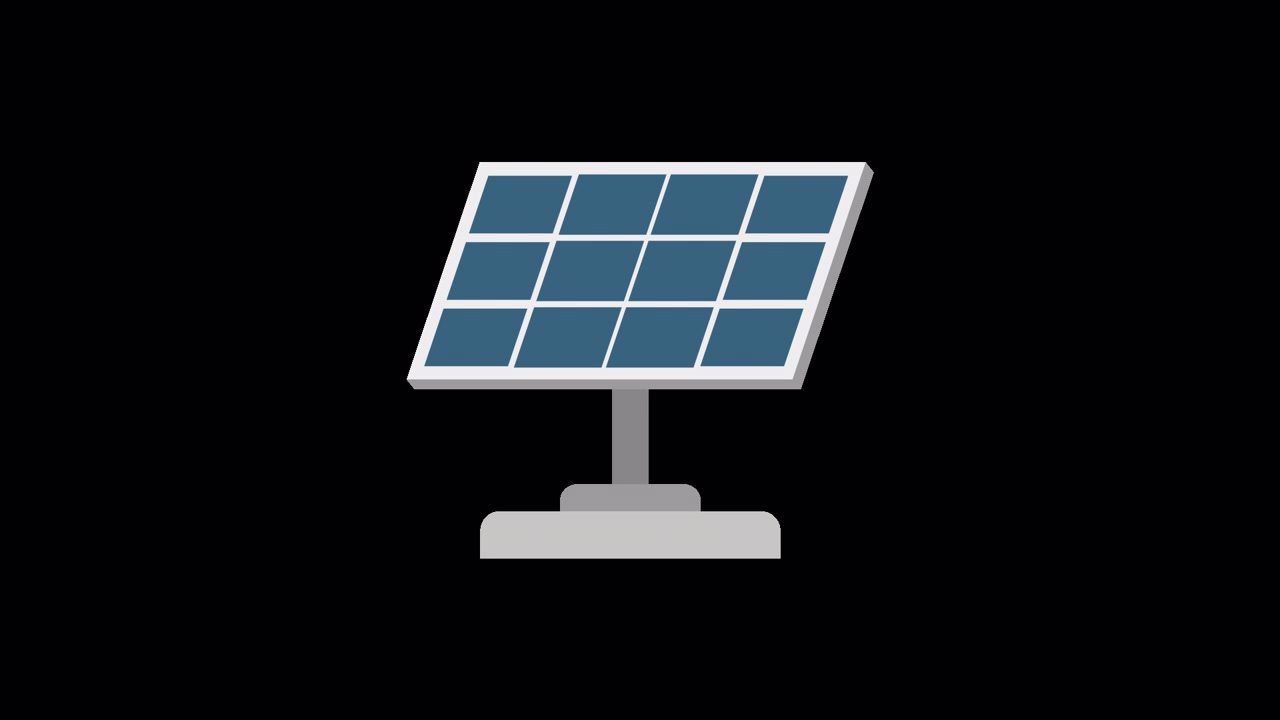 Animeret solpanel-ikon opbygges og roterer