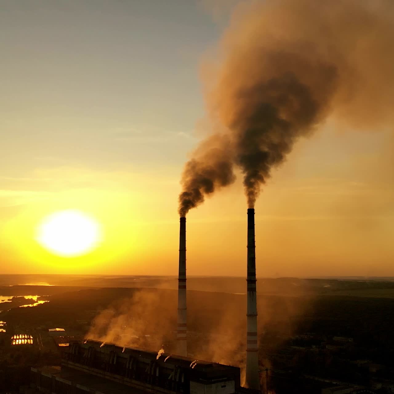 Steam on chimney of power plant
