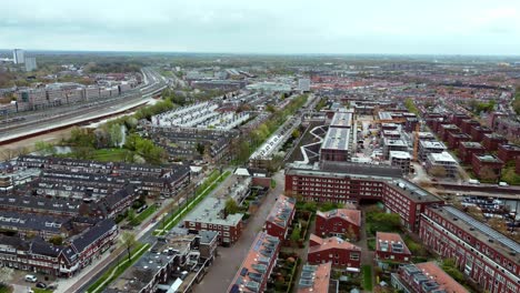 aerial view of neighborhood buildings in utrecht, the netherlands