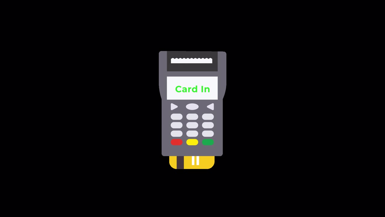 Animation of Credit Card Payment with POS Terminal and Receipt