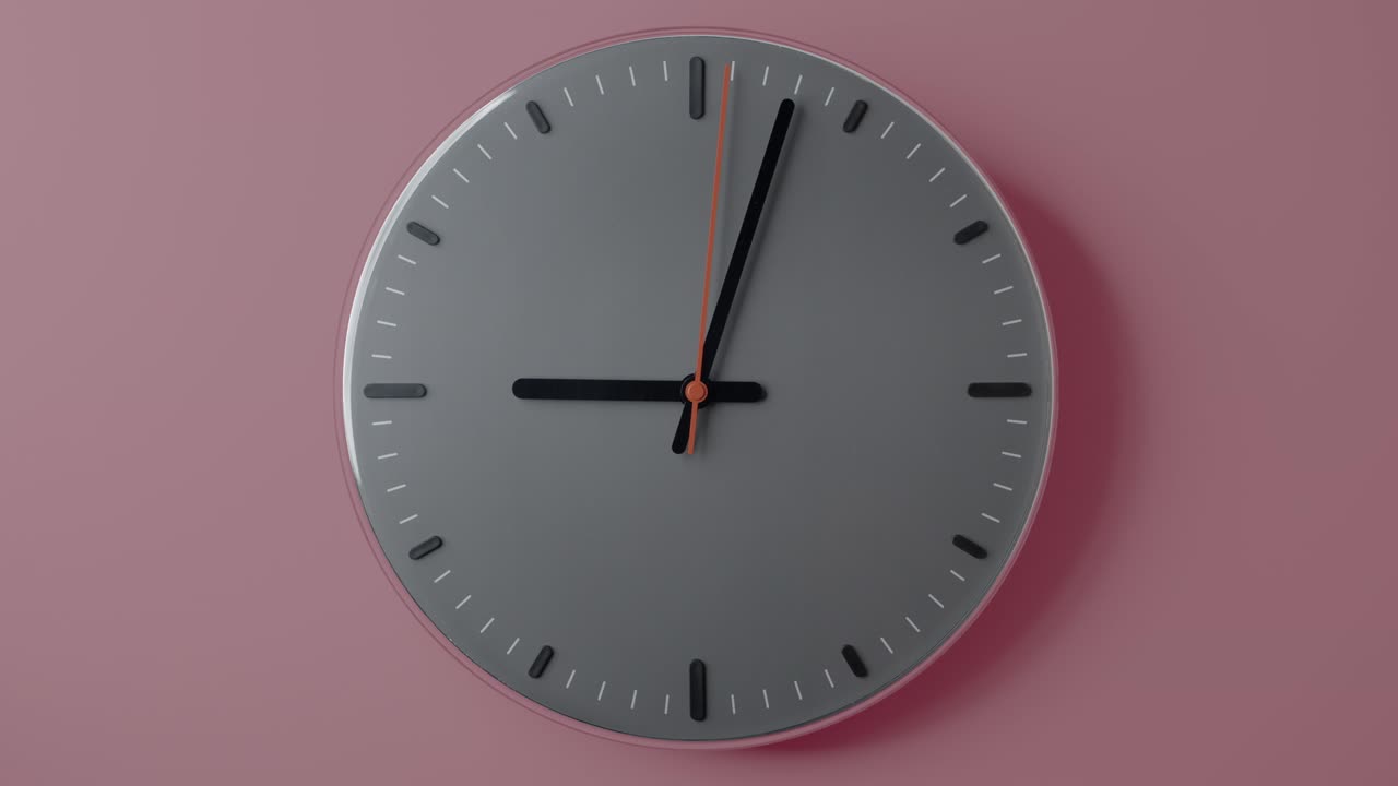 rotación completa de la esfera del reloj con fondo rosado