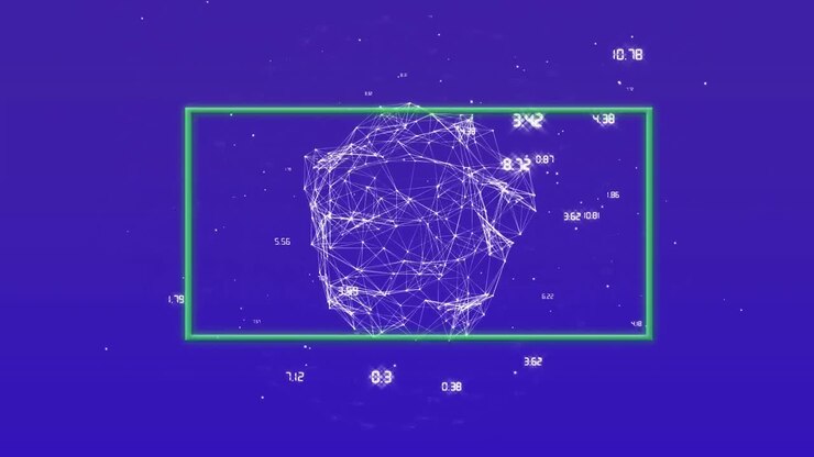 Animation of network of connections over globe and green frame