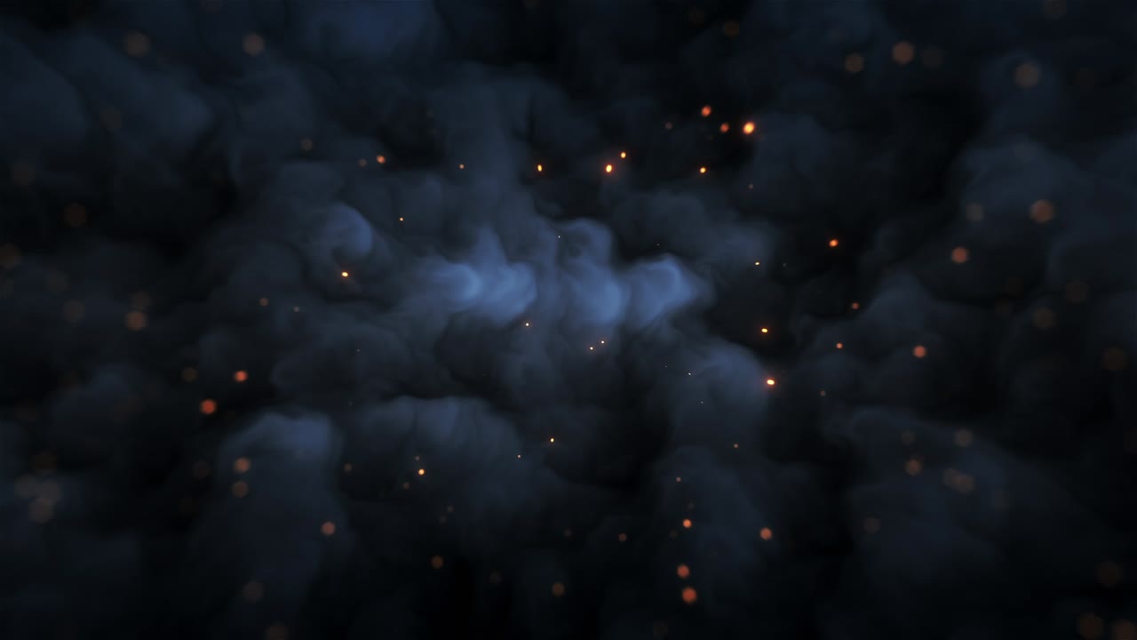 Abstract Dark Smoke with Floating Glowing Particles
