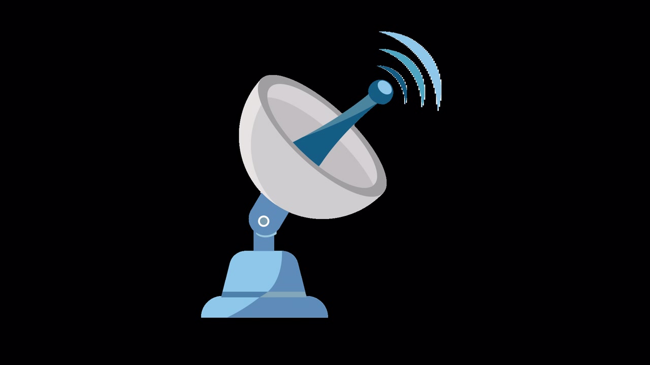 Animeret parabolantenne udsender signalbølger