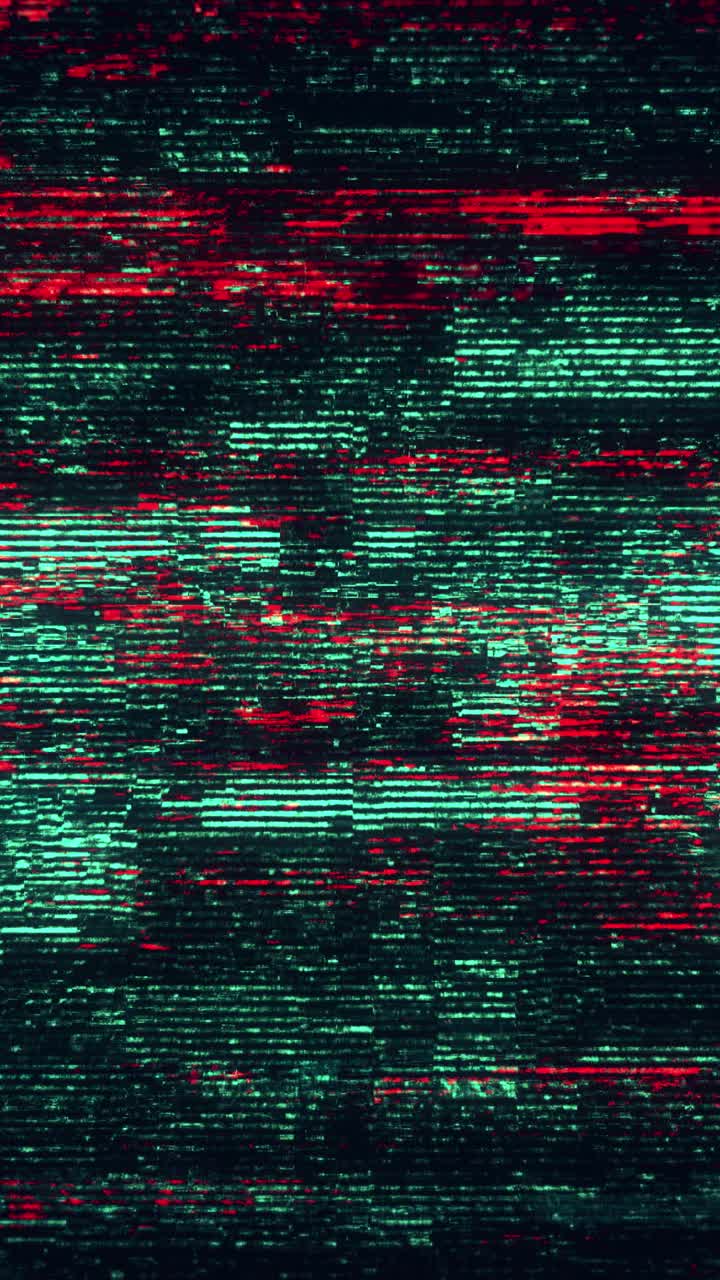 Abstract Digital Glitch Effect with Red and Green Static