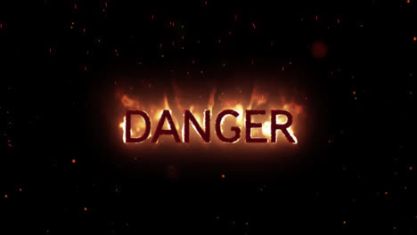 animation of danger text on black background