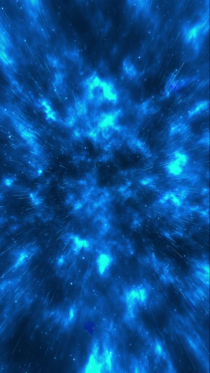 Intergalactic travel glowing clusters stars galaxies reaches universe animated space background