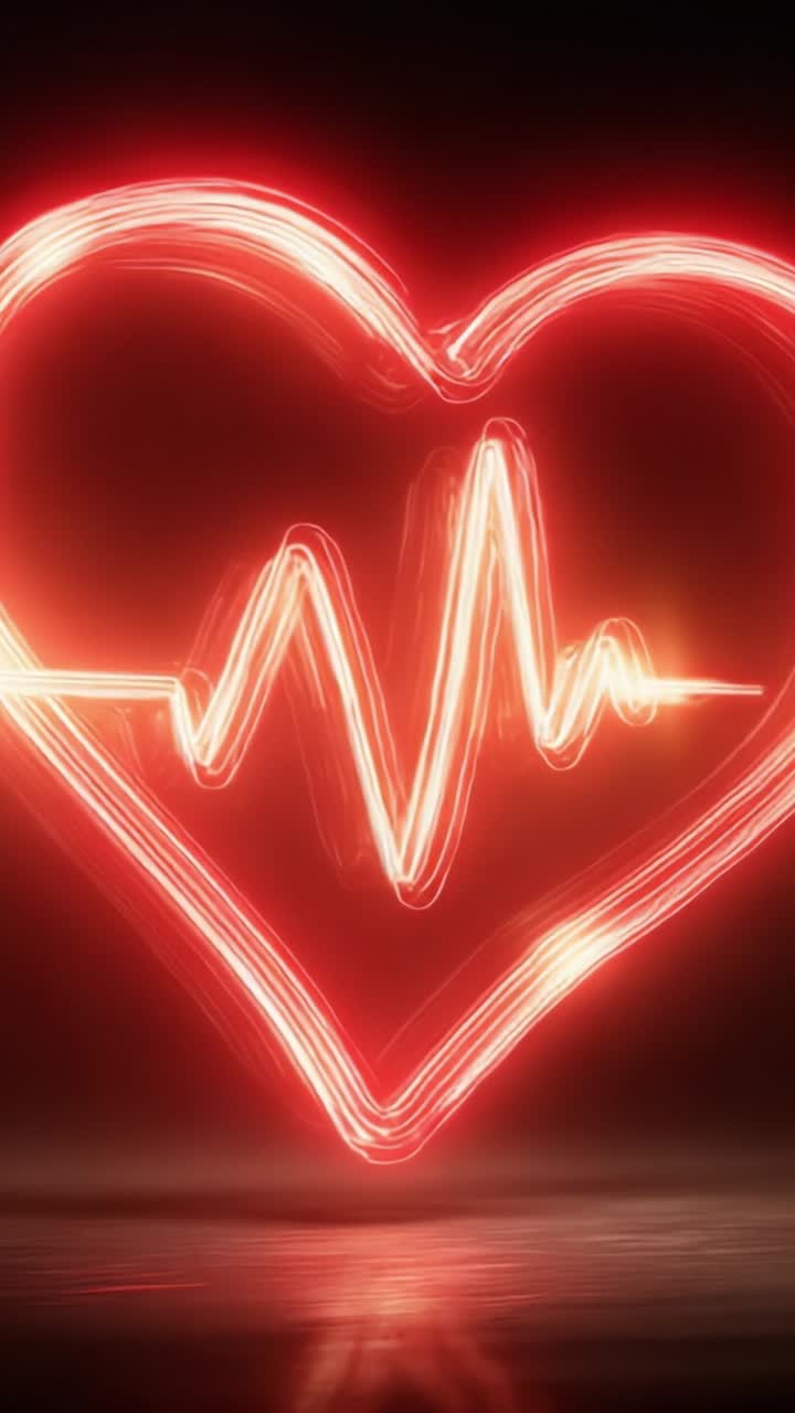A Pulsating Heartbeat Visualized: A Dynamic Representation of Life's Energy in Vibrant Red Light, Capturing the Rhythm of Heartbeat and Emotion