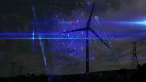 animation of data processing over wind turbine