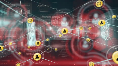 animación de la red de conexiones sobre la mujer de negocios en la oficina