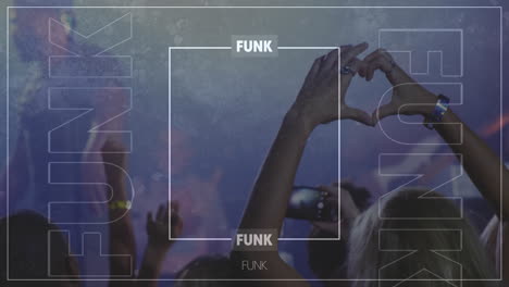 animación de texto funk sobre la gente en el concierto