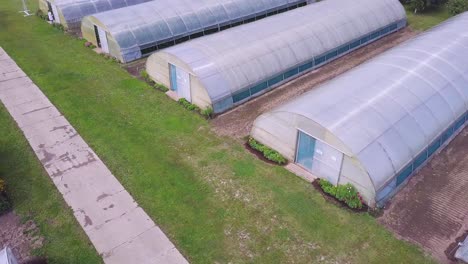 aerial view of commercial greenhouses