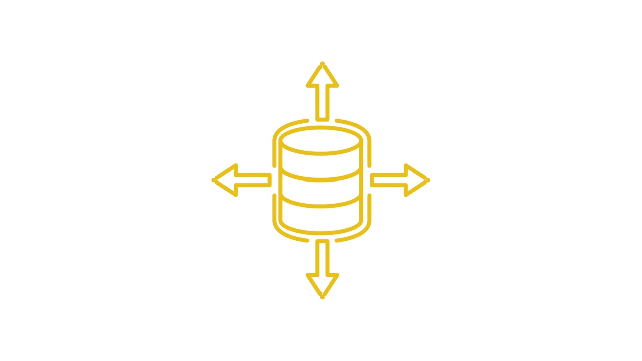 Animated Database Icon with Data Flow Arrows
