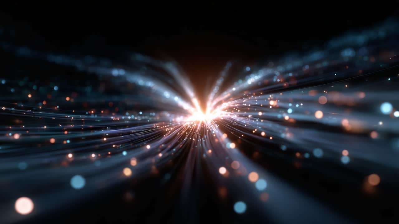 Captivating Luminescence: A Hypnotic Journey Through Vibrant Light Trails and Ethereal Particles Representing Motion and Energy in a Digital Universe