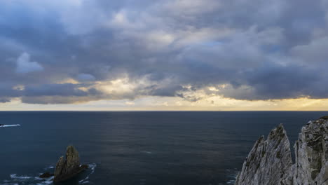 time lapse of sea rock cliffs in achill island on wild atlantic way in ireland