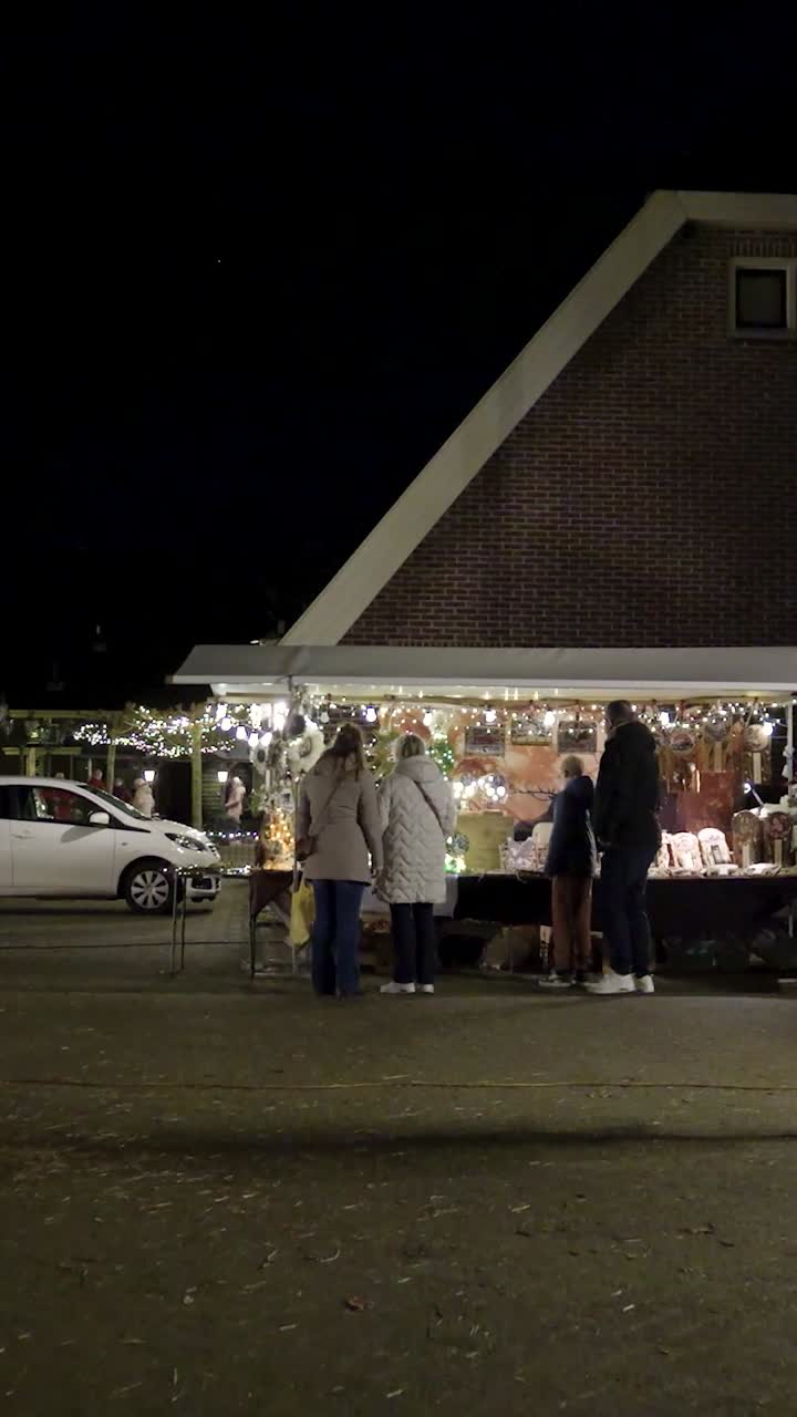 Night market with people and lights