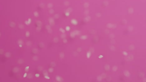 rice falling on a pink background