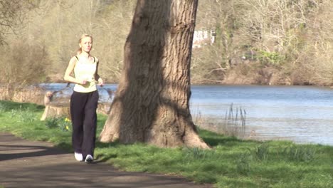 a young woman jogging