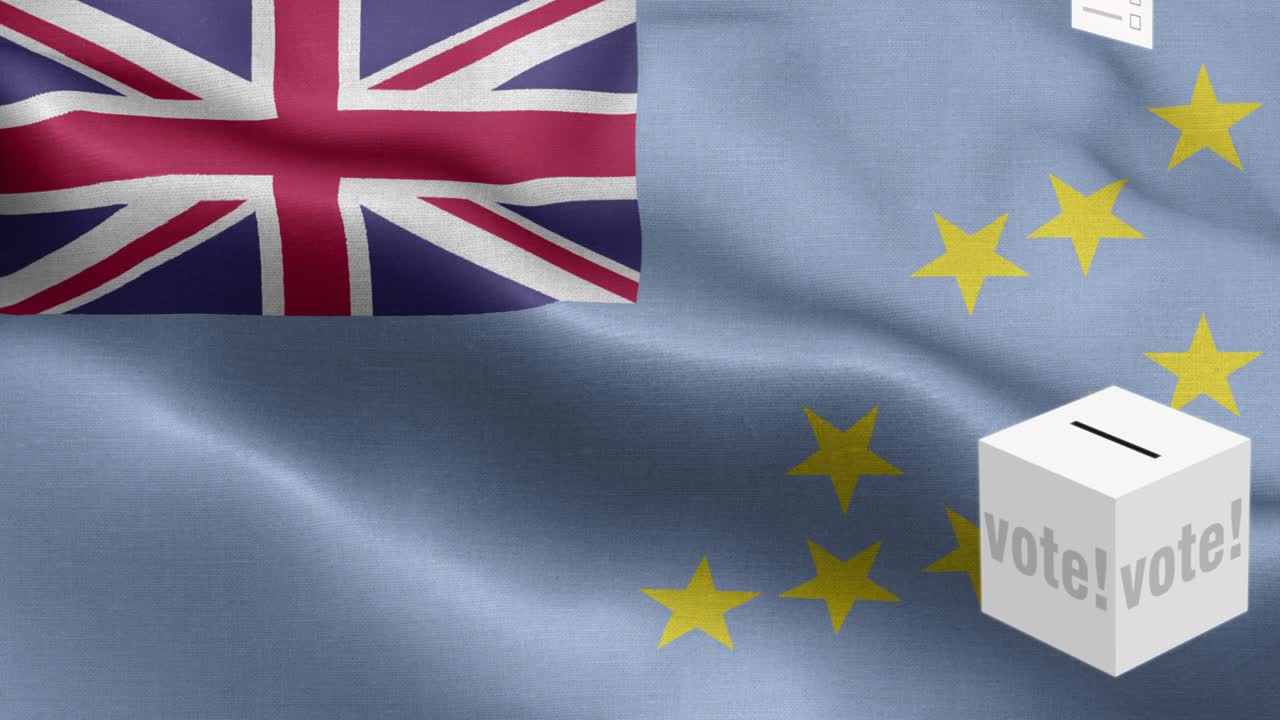 투발루 선택을 위한 투표용지가 발 앞에 있는 투표용지에 날아갑니다.