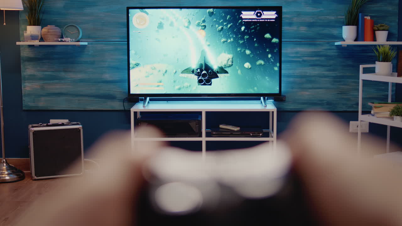 Close up of gaming TV in modern living room at home