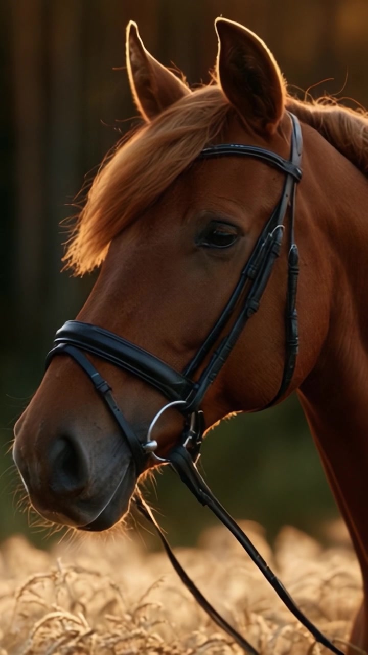 Un Cavallo Maestoso nella Luce Dorata: Immagini Accattivanti Che Mostrano la Bellezza e l'Eleganza della Grazia Equina su uno Sfondo di Tramonto Sereno.