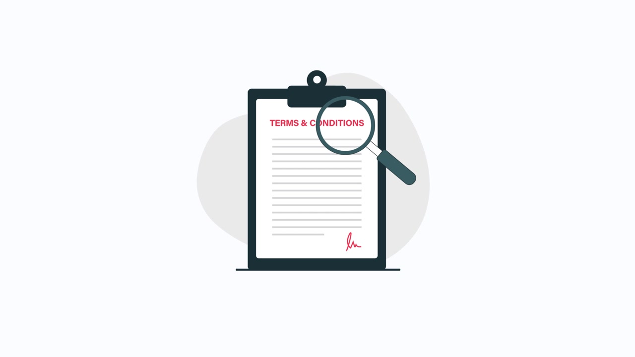 Animated Magnifying Glass Reviewing Terms and Conditions Document