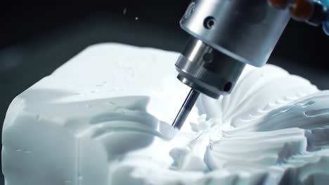precision in action: a close-up of a cnc machine engaging in intricate sculpting of foam material for artistic and industrial applications