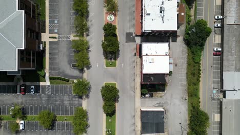 bird's eye view flying over public square in downtown clarksville tennessee