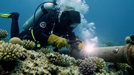 underwater pipeline welding in coral reef