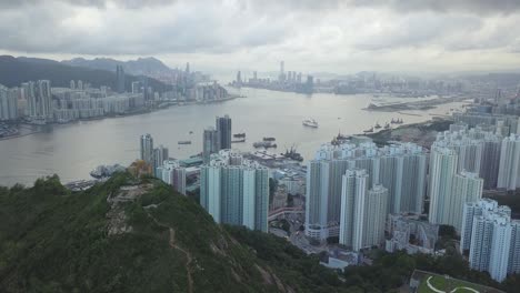 drone footage of tseung kwan o city, hong kong