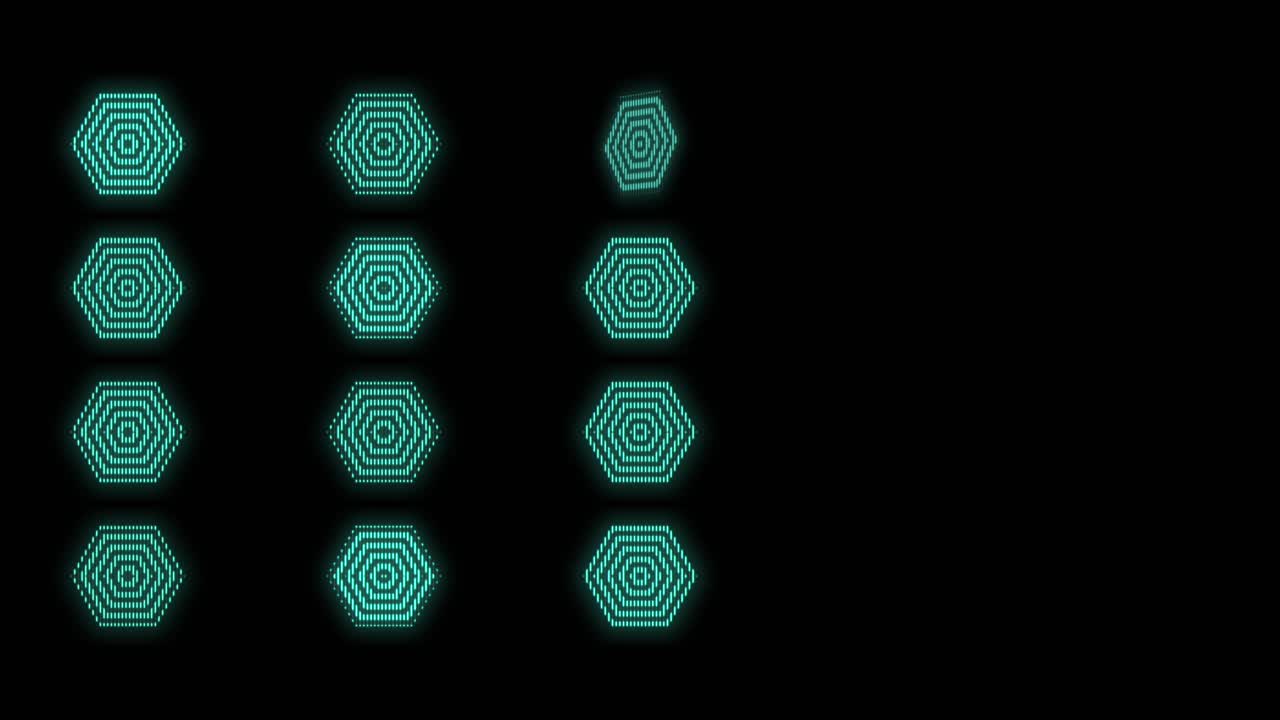 patrón de hexágonos de neón pulsante con luz led en estilo casino