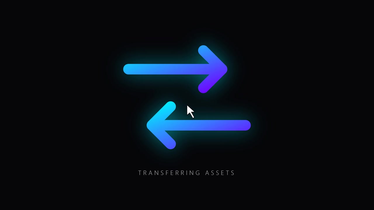Animated Gradient Arrows Rotating to Indicate Asset Transfer